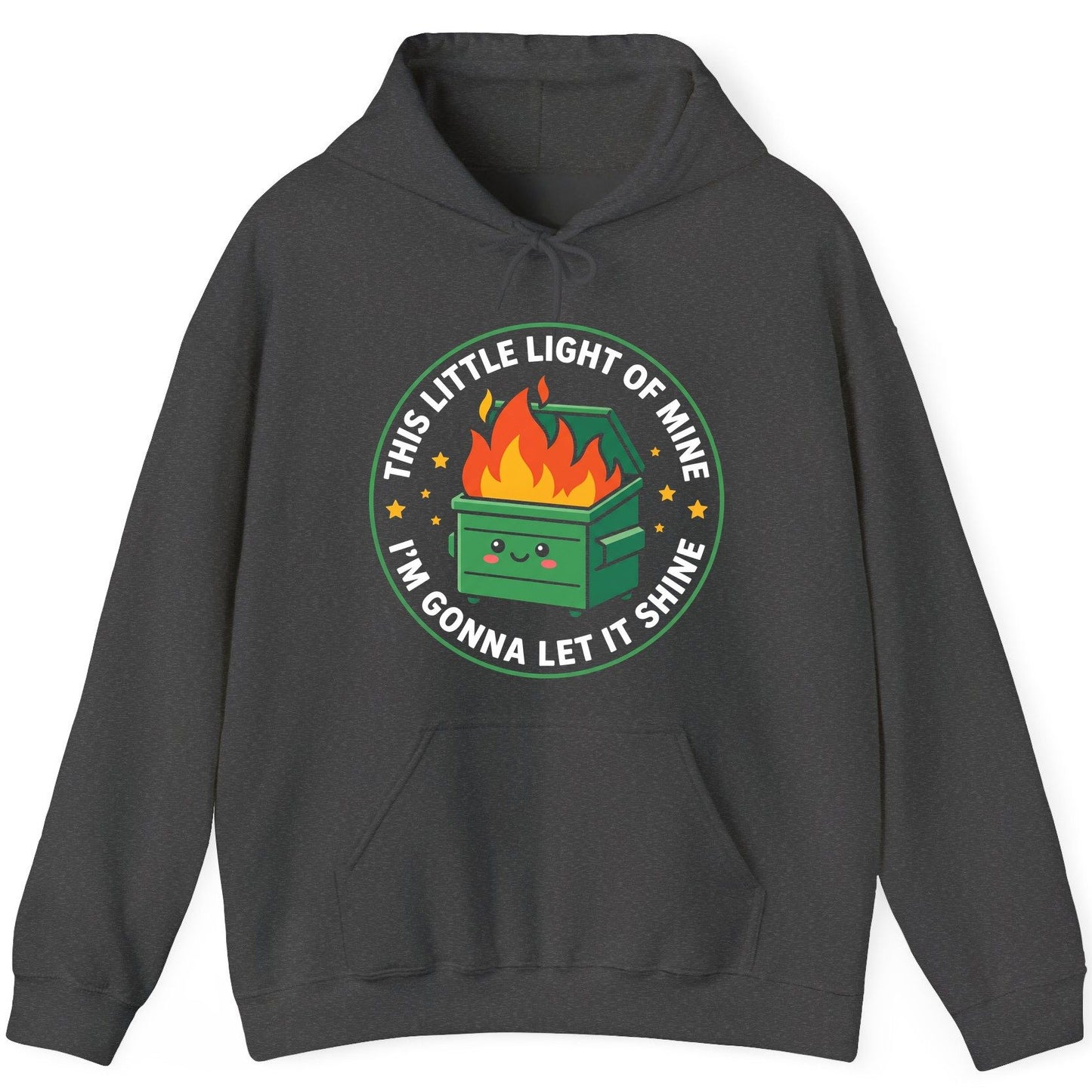 This little light of mine I'm gonna let it shine Dumpster Fire Hoodie Dark Heather product mockup