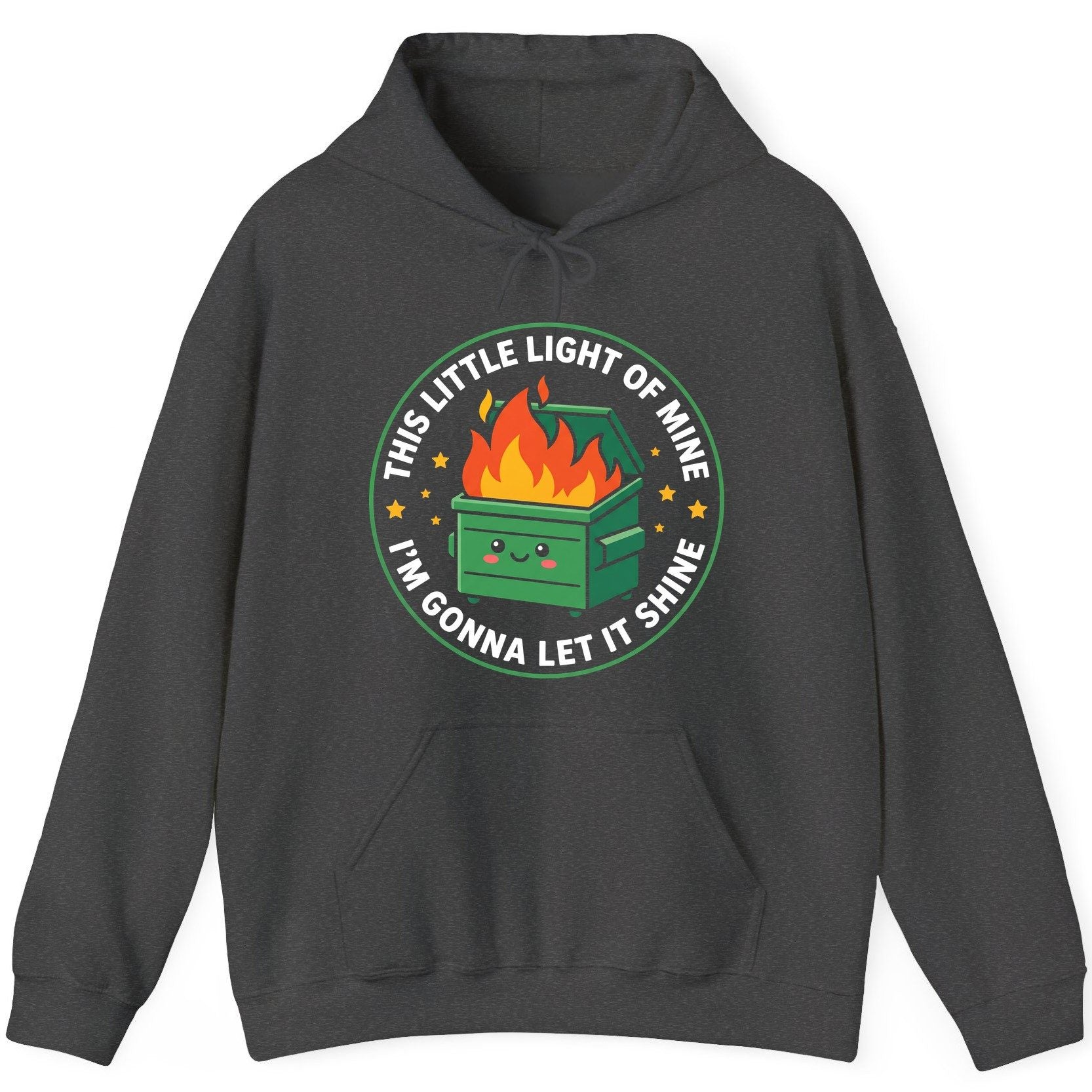 This little light of mine I'm gonna let it shine Dumpster Fire Hoodie Dark Heather product mockup