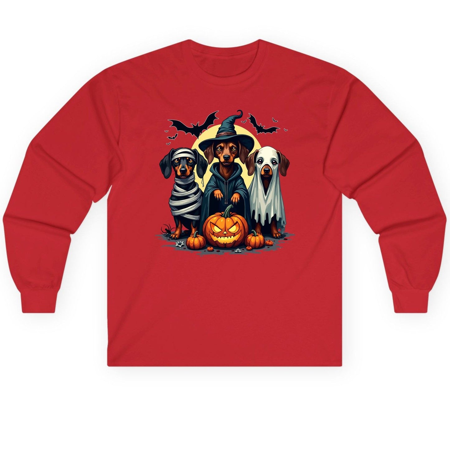 Dachshund Halloween Costumes dachshunds Long Sleeve Tee Red product mockup