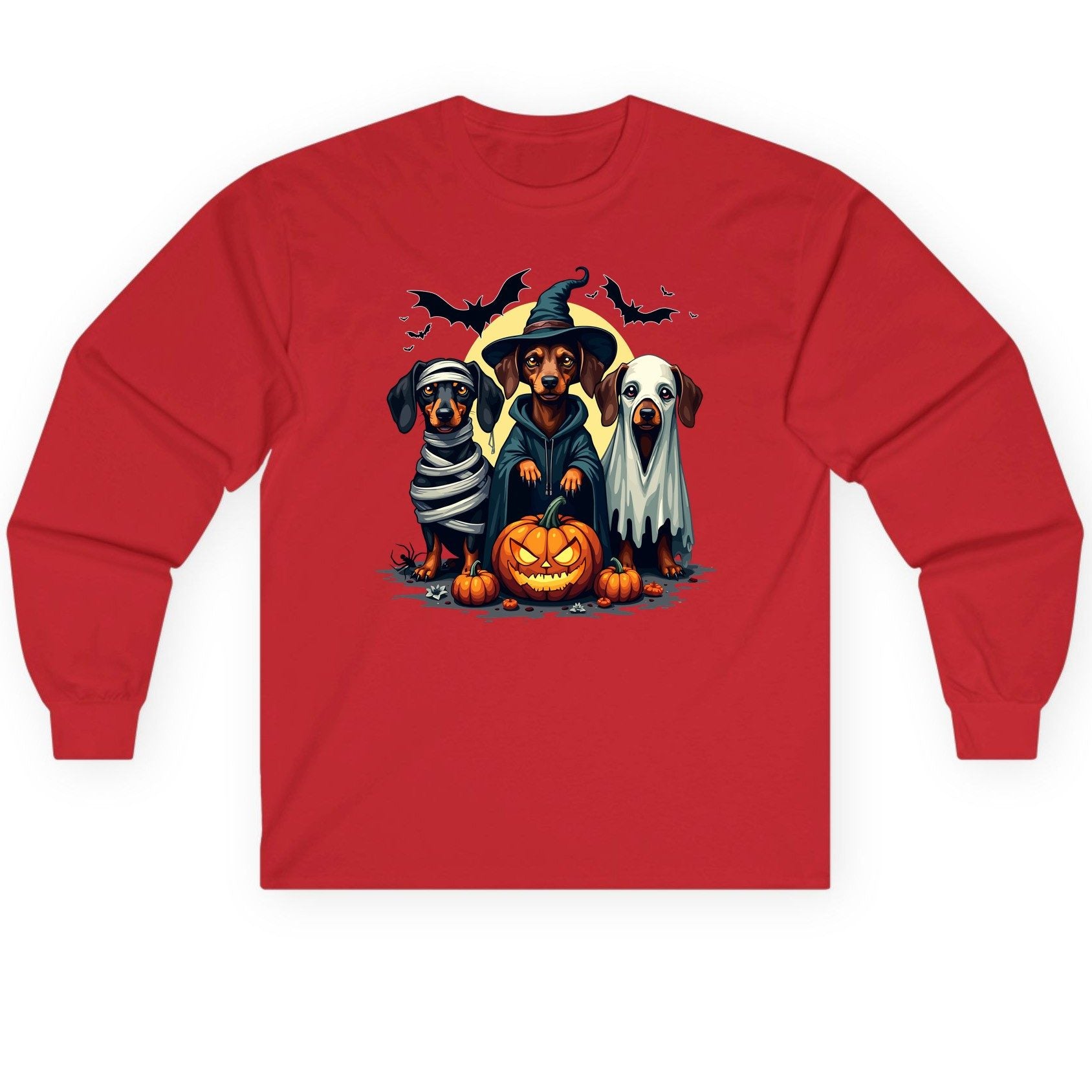 Dachshund Halloween Costumes dachshunds Long Sleeve Tee Red product mockup