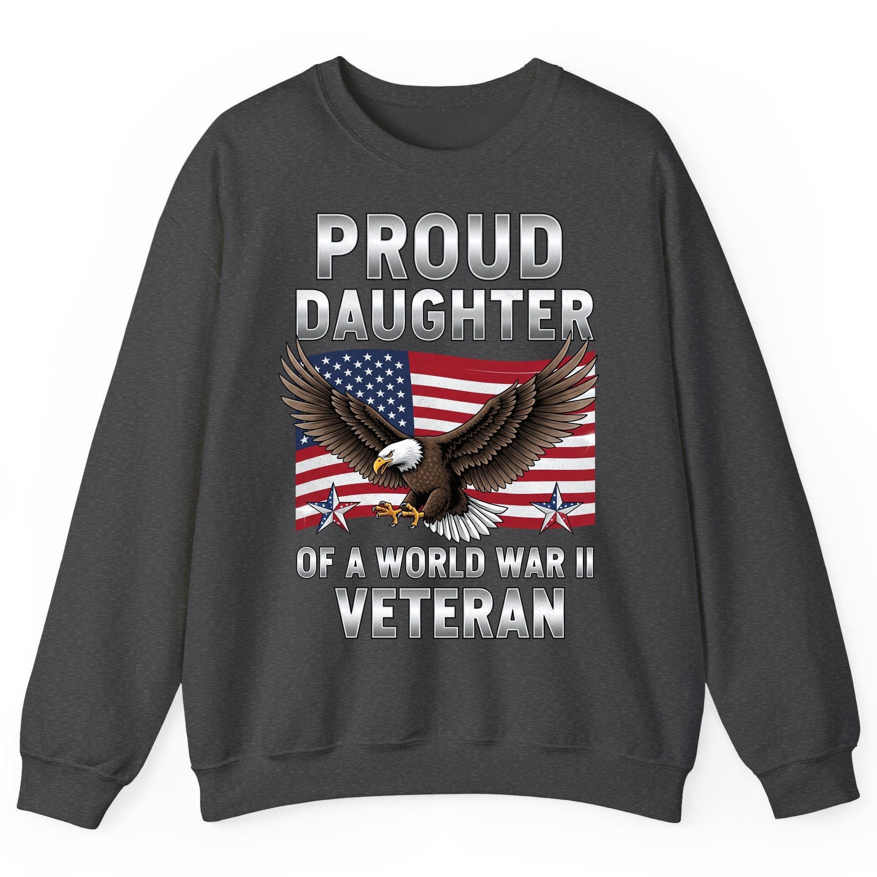 Proud Daughter of a World War Ii Veteran wwii veteran family Sweatshirt Dark Heather product mockup