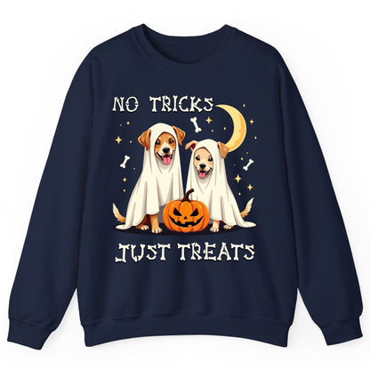 No Tricks Just Treats Halloween dogs Sweatshirt Navy product mockup