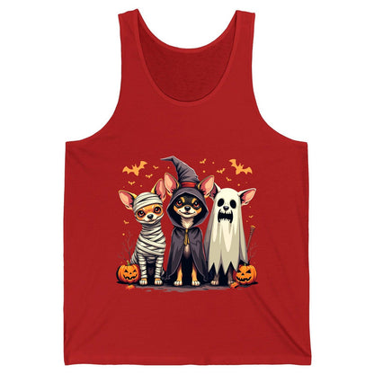 Chihuahua Halloween Costumes chihuahua dogs in Halloween costumes Tank Top Red product mockup