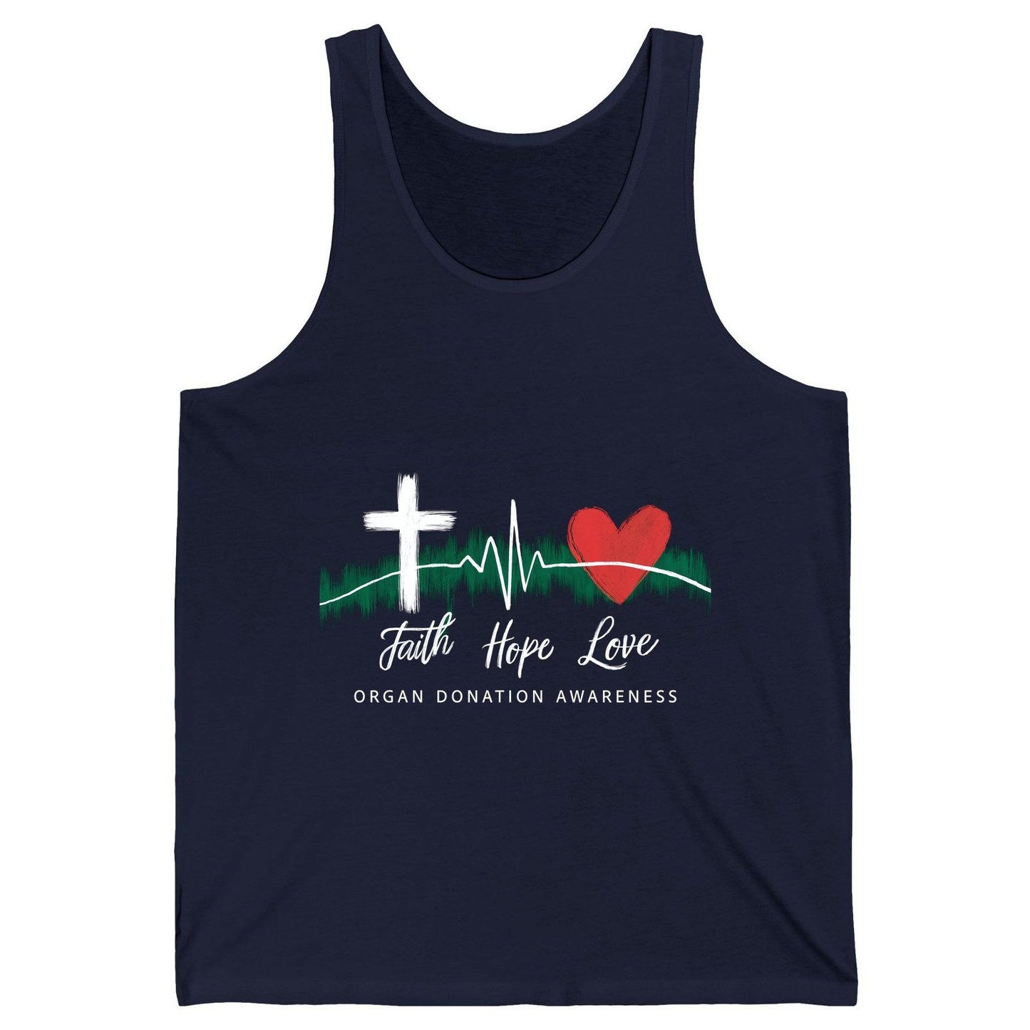 Faith Hope Love Organ Donation Awareness organ donation awareness Tank Top Navy product mockup