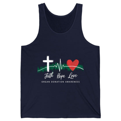 Faith Hope Love Organ Donation Awareness organ donation awareness Tank Top Navy product mockup