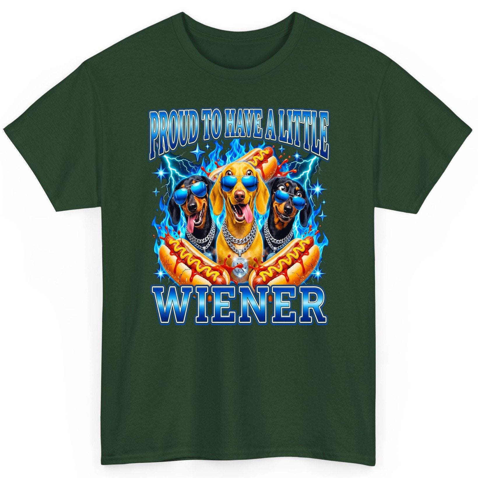 Proud to Have a Little Wiener dachshund dogs T-Shirt Forest Green product mockup