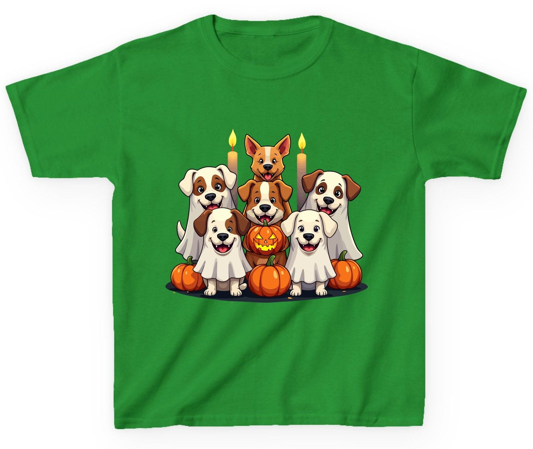 Cute Ghost Dogs Halloween Halloween dogs Youth T-Shirt Irish Green product mockup