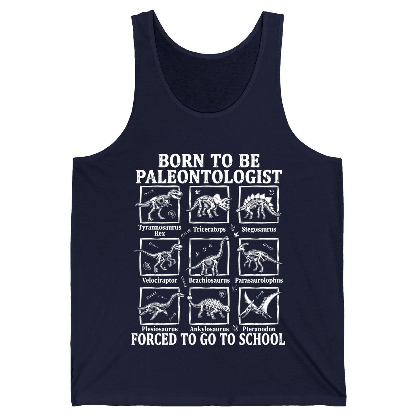 Born to Be Paleontologist Forced to Go to School dinosaurs Tank Top Navy product mockup