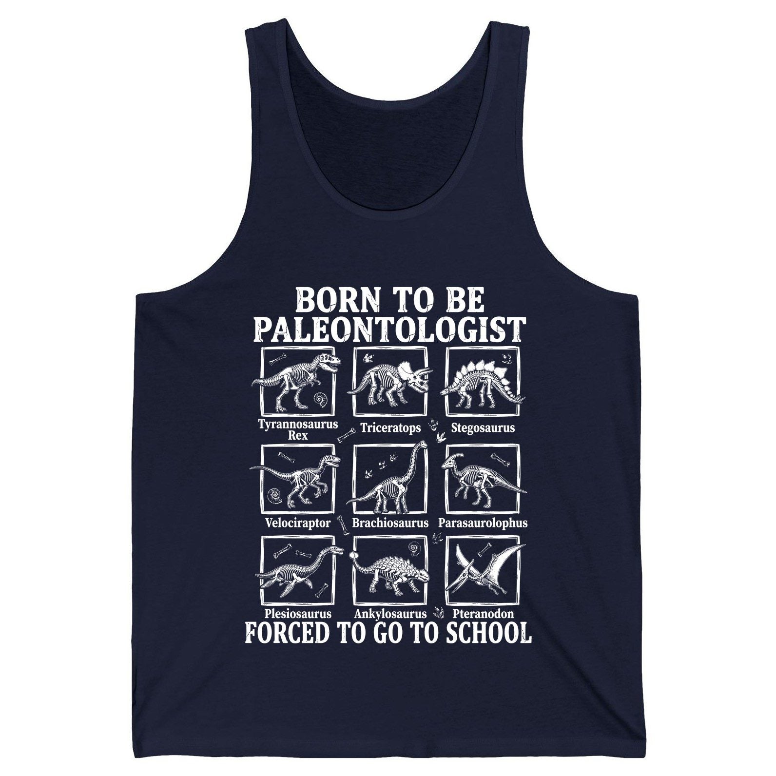 Born to Be Paleontologist Forced to Go to School dinosaurs Tank Top Navy product mockup