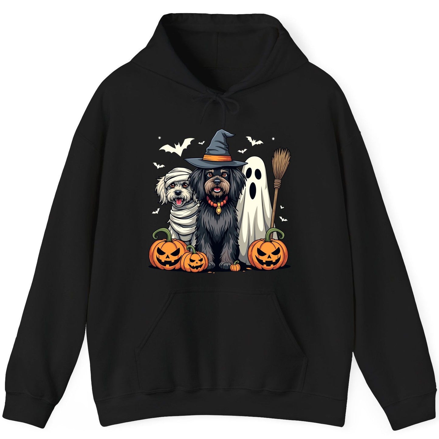 Halloween Dogs in Costumes Halloween dogs Hoodie Black product mockup