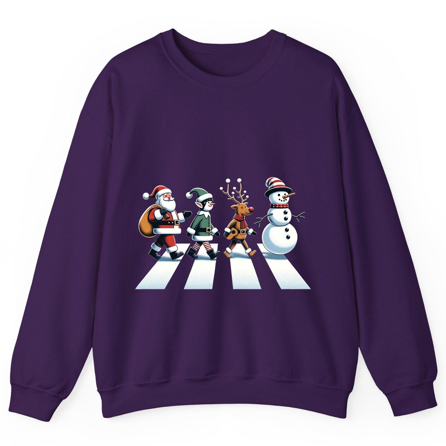 Christmas Abbey Road Parody Christmas abbey road parody Sweatshirt Purple product mockup