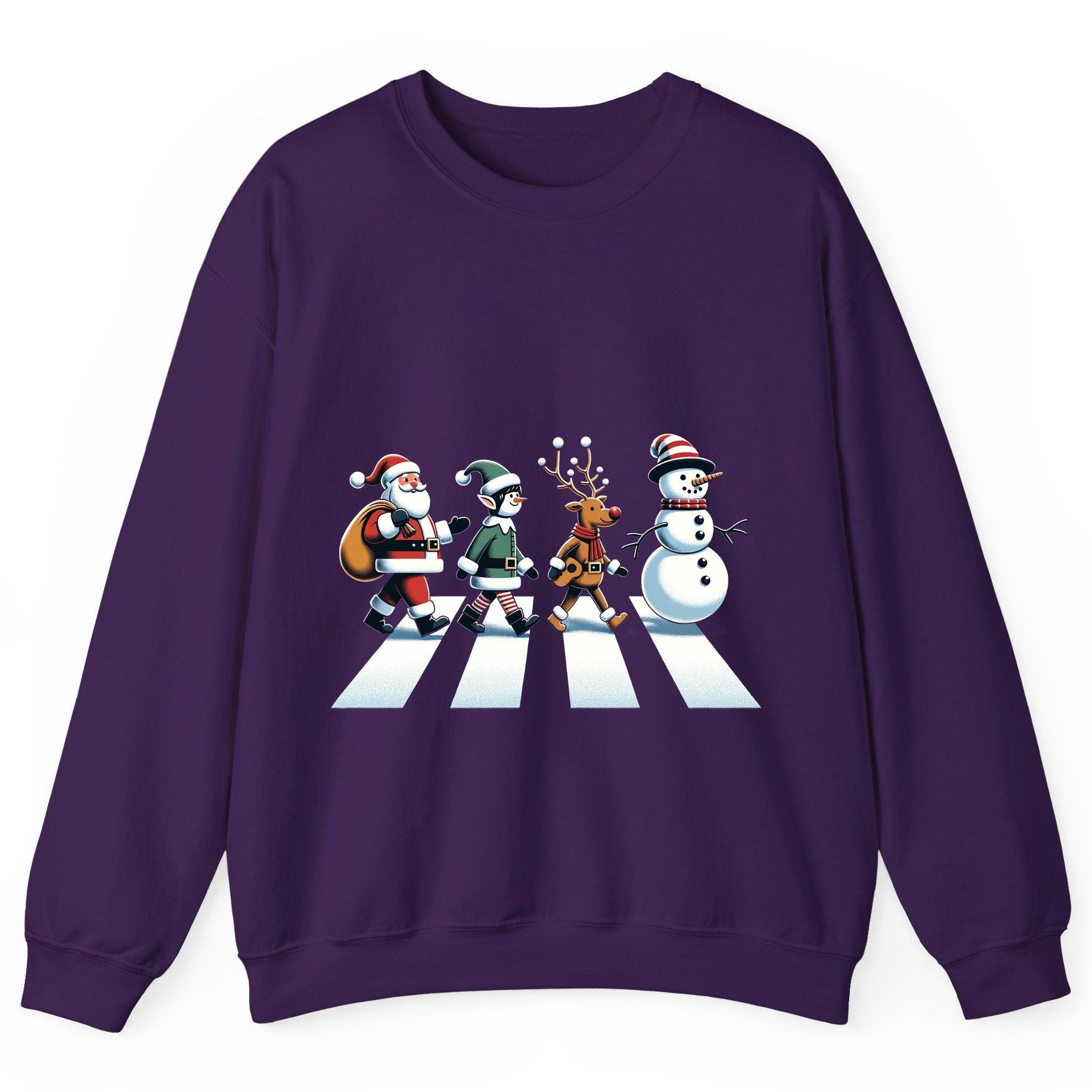 Christmas Abbey Road Parody Christmas abbey road parody Sweatshirt Purple product mockup