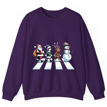 Christmas Abbey Road Parody Christmas abbey road parody Sweatshirt Purple product mockup
