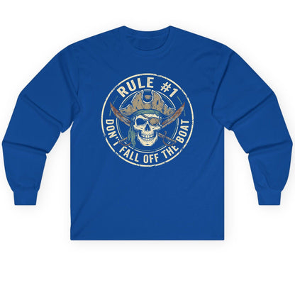 Rule 1 Don't Fall Off the Boat pirate Long Sleeve Tee Royal product mockup