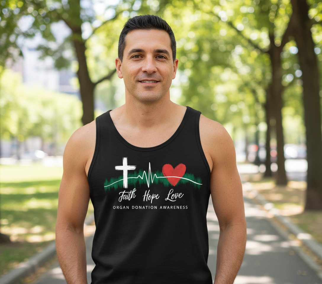 Faith Hope Love Organ Donation Awareness organ donation awareness Tank Top Black lifestyle mockup