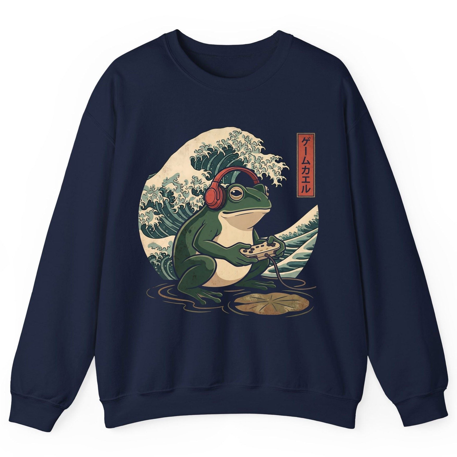 ゲームカエル gamer frog Sweatshirt Navy product mockup