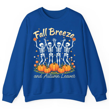Fall Breeze and Autumn Leaves dancing skeletons Sweatshirt Royal product mockup