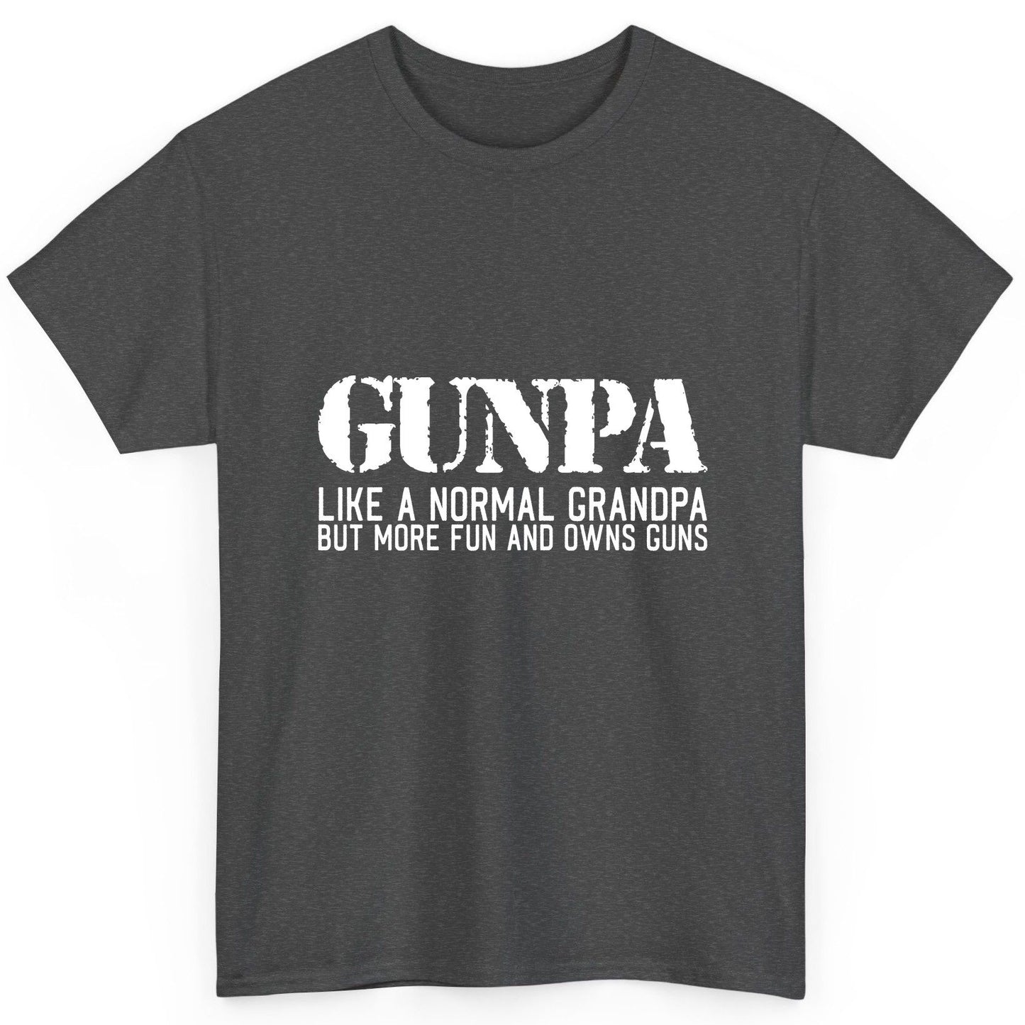 Gunpa Like a Normal Grandpa but More Fun and Owns Guns funny gun owner grandpa T-Shirt Dark Heather product mockup