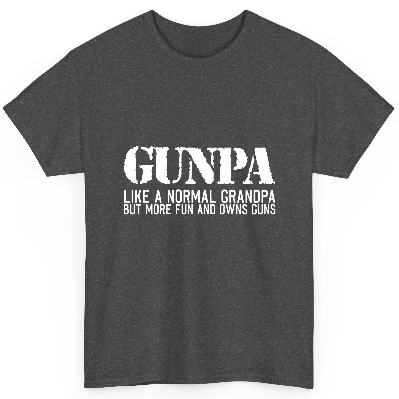 Gunpa Like a Normal Grandpa but More Fun and Owns Guns funny gun owner grandpa T-Shirt Dark Heather product mockup