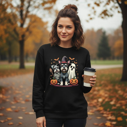 Halloween Schnauzer Dogs schnauzer dogs Sweatshirt Black lifestyle mockup
