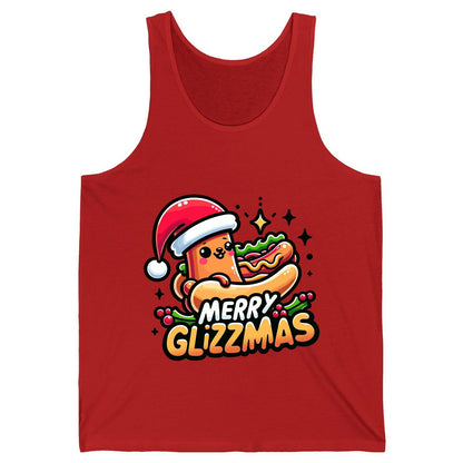 Merry Glizzmas hot dog Tank Top Red product mockup