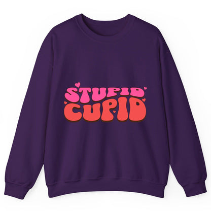 Stupid Cupid anti-Valentine's Day Sweatshirt Purple product mockup
