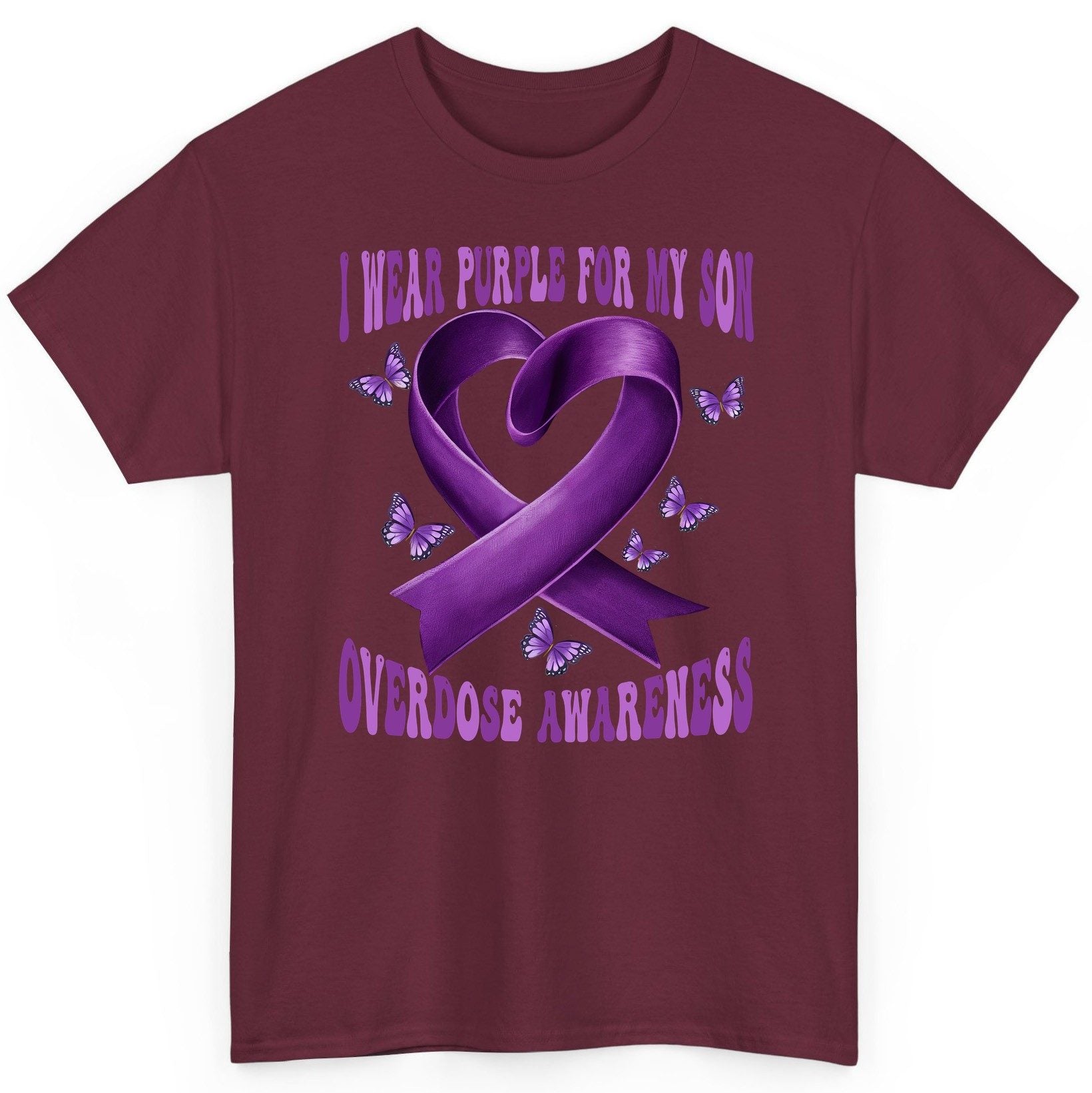 I Wear Purple for My Son Overdose Awareness overdose awareness T-Shirt Maroon product mockup