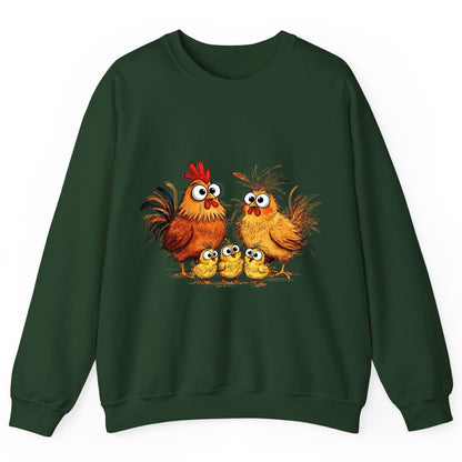 Funny Chicken Family chicken family Sweatshirt Forest Green product mockup