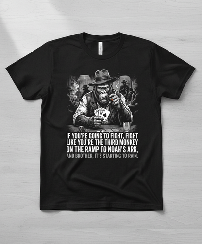 Third Monkey on Noah's Ark Gorilla Poker Player T-Shirt - Black