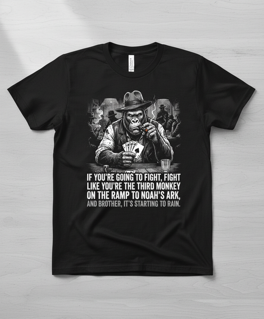 Third Monkey on Noah's Ark Gorilla Poker Player T-Shirt - Black