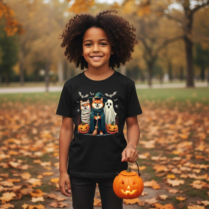Shiba Inu Halloween Costumes shiba inu Youth T-Shirt Black lifestyle mockup