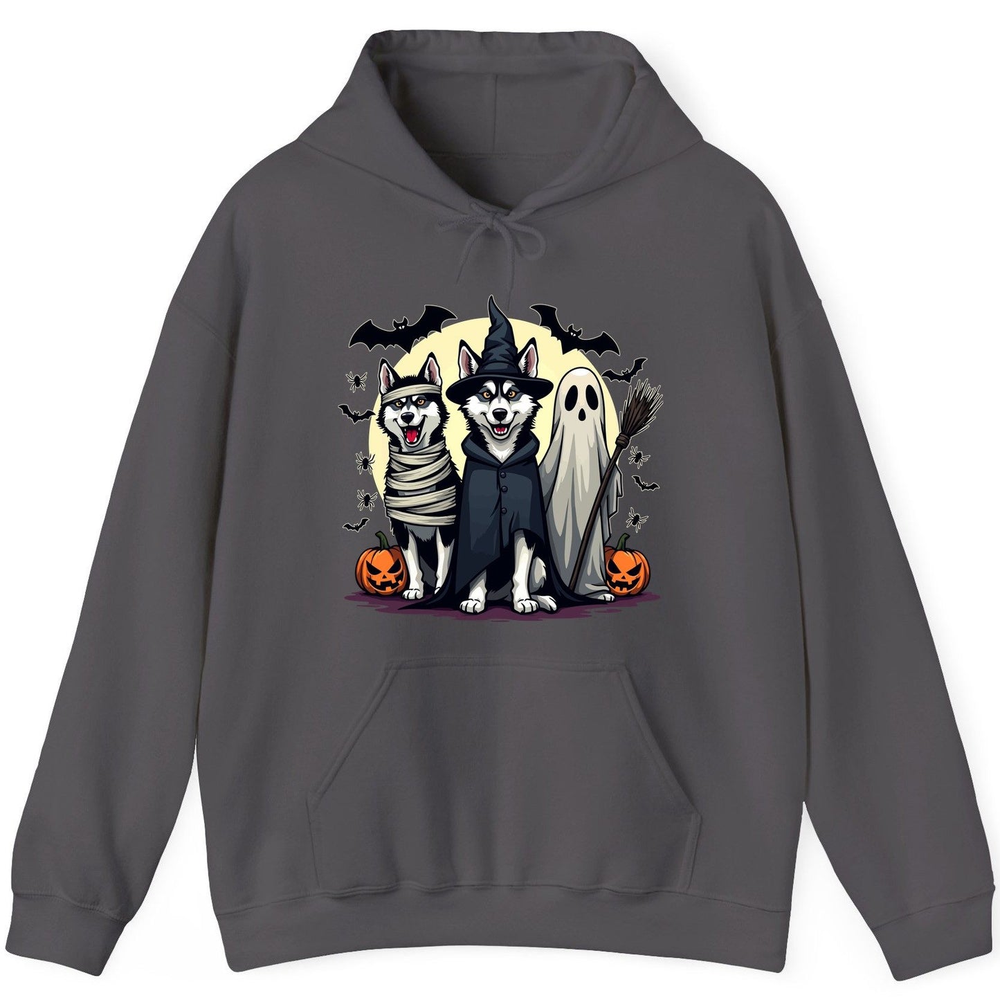 Halloween Huskies in Costumes Halloween huskies Hoodie Charcoal product mockup