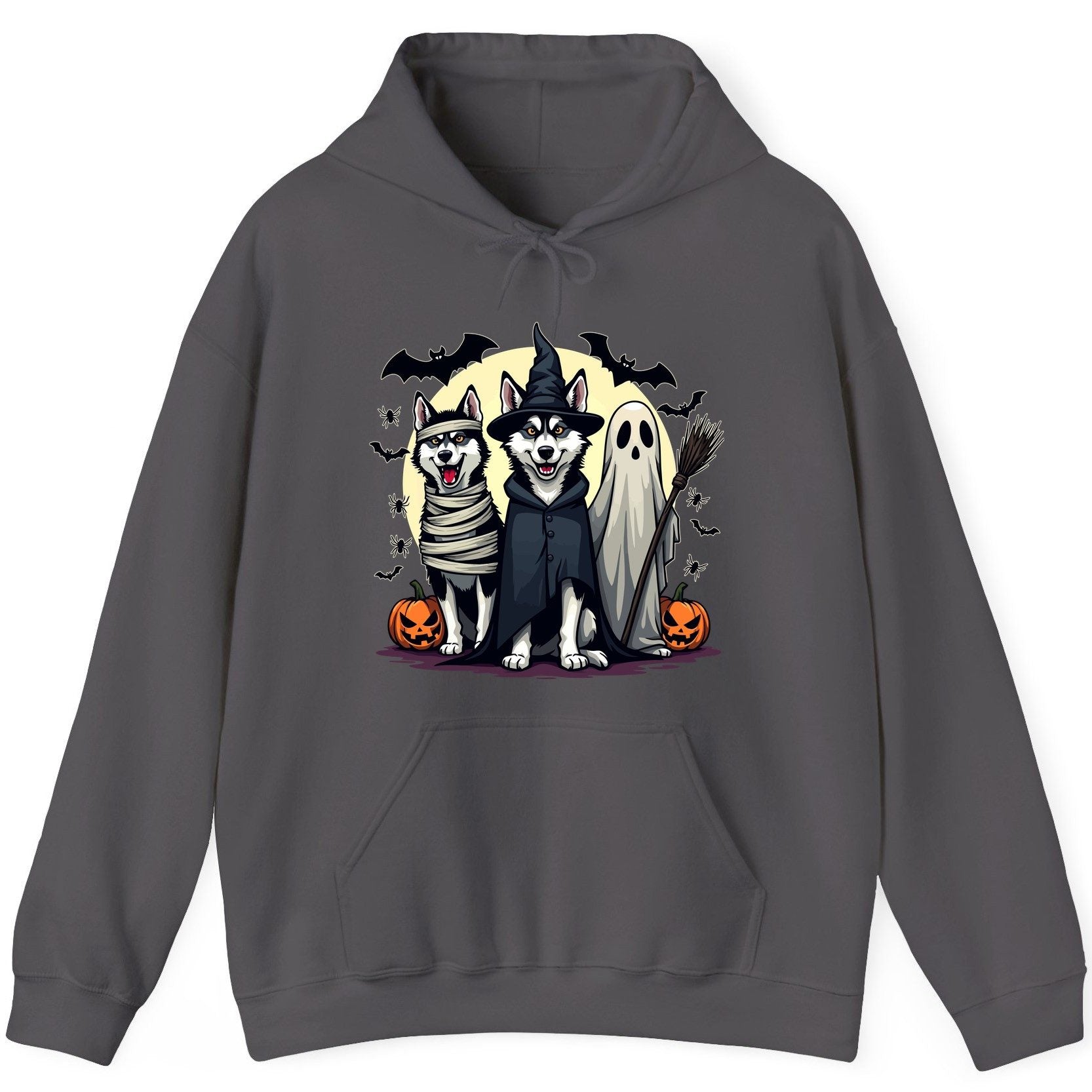 Halloween Huskies in Costumes Halloween huskies Hoodie Charcoal product mockup