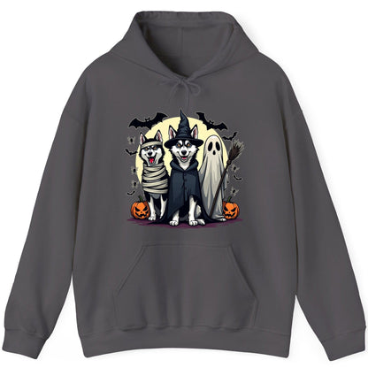 Halloween Huskies in Costumes Halloween huskies Hoodie Charcoal product mockup