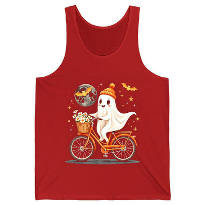 Cute Ghost on Bicycle cute ghost Tank Top Red product mockup