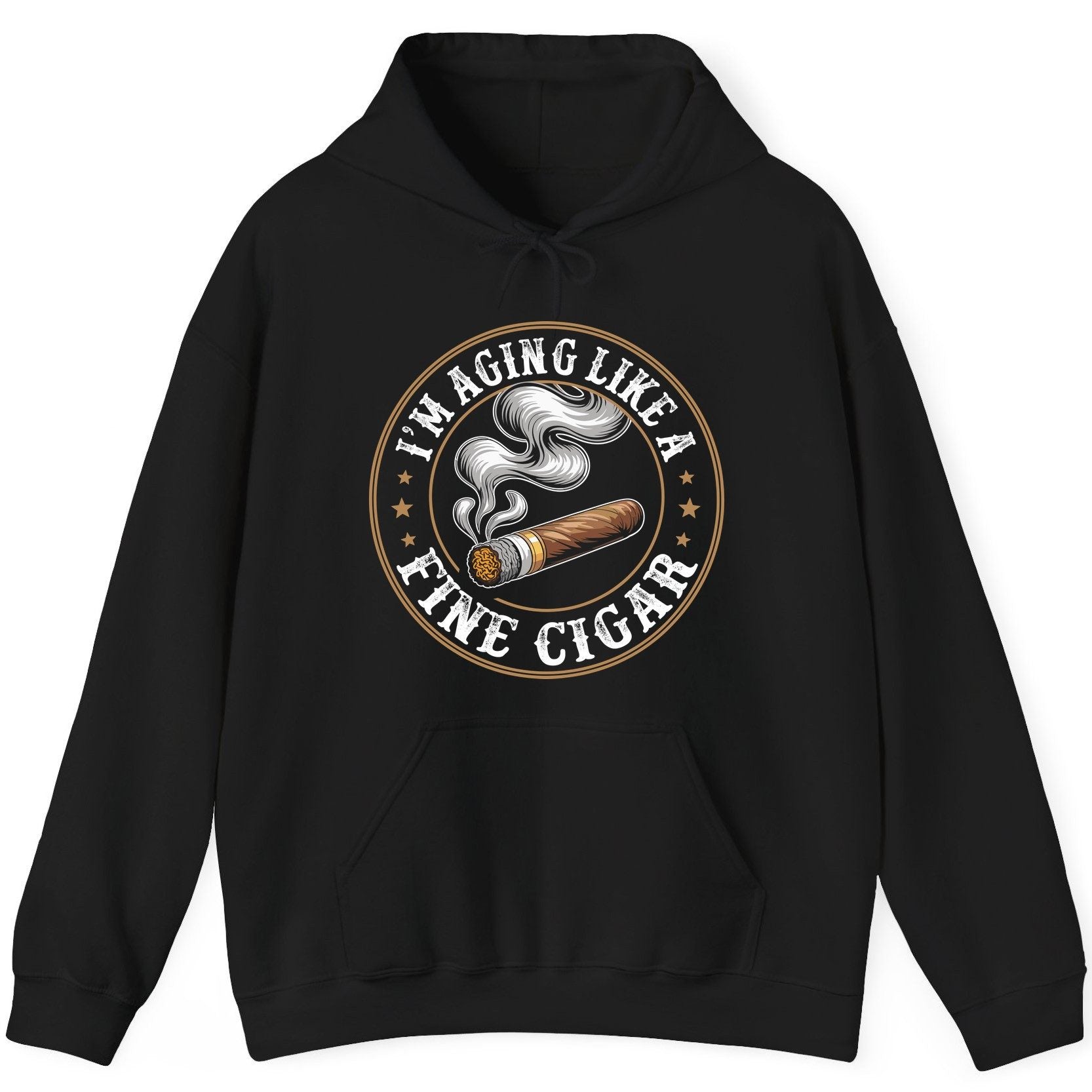 I'm Aging Like a Fine Cigar cigar smoking Hoodie Black product mockup