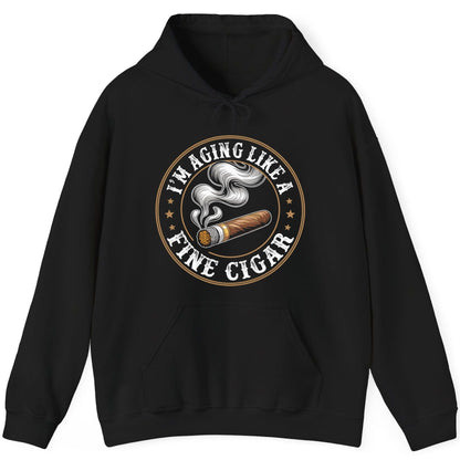 I'm Aging Like a Fine Cigar cigar smoking Hoodie Black product mockup
