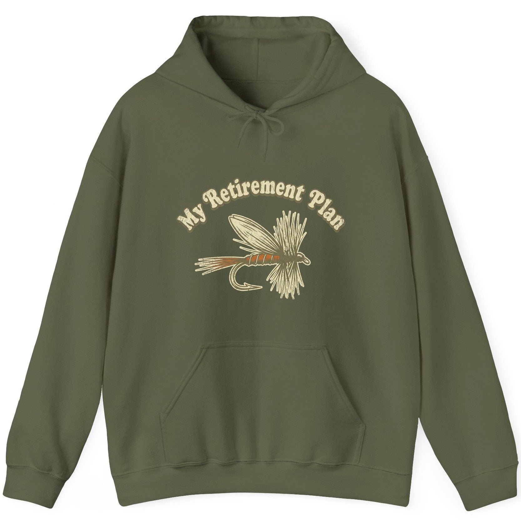 My Retirement Plan fly fishing Hoodie Military Green product mockup