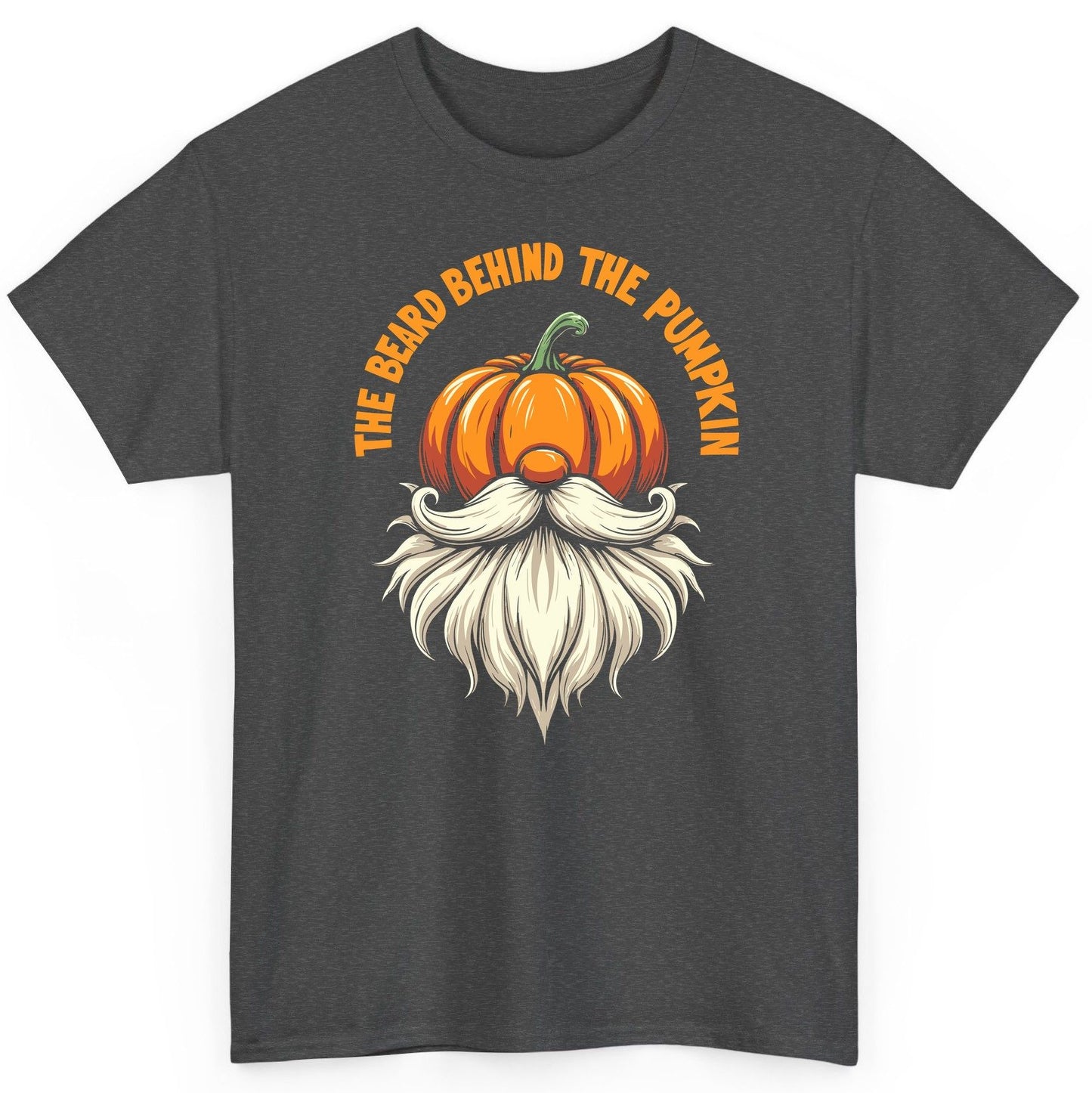 The Beard Behind the Pumpkin Halloween gnome T-Shirt Dark Heather product mockup