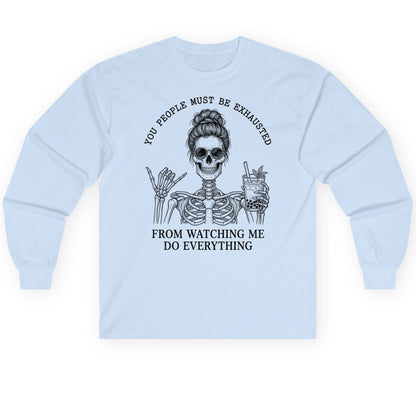 Solid Black Minimalist Minimalists Long Sleeve Tee - product mockup - Light Blue
