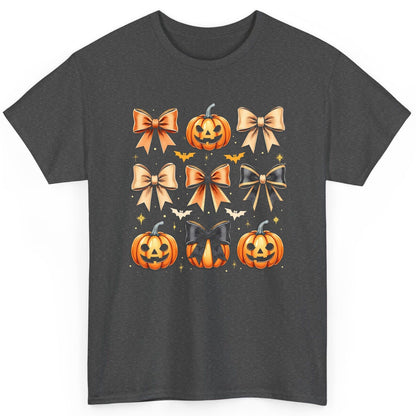 Cute Halloween Pumpkins and Bows Halloween T-Shirt Dark Heather product mockup