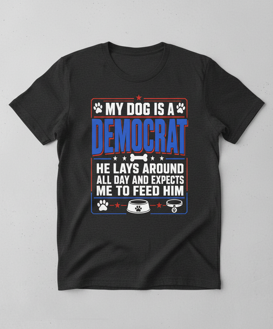 My Dog Is A Democrat Funny Political Dog Lover Design T-Shirt - Dark Heather