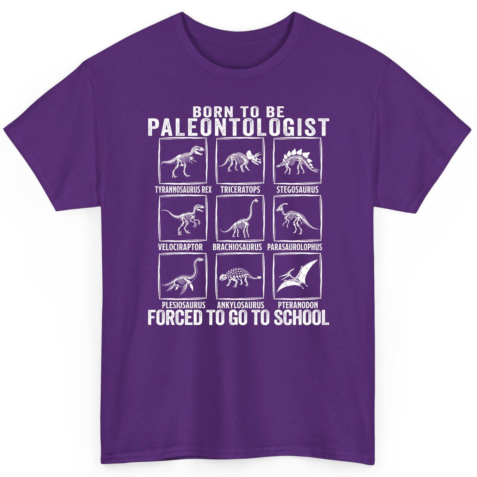 Born to Be Paleontologist Forced to Go to School paleontology T-Shirt Purple product mockup