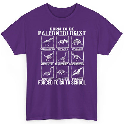 Born to Be Paleontologist Forced to Go to School paleontology T-Shirt Purple product mockup