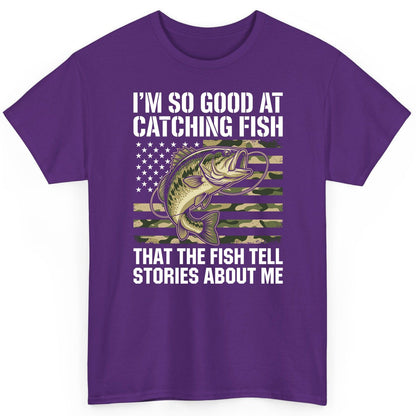 I'm So Good at Catching Fish That the Fish Tell Stories About Me fishing T-Shirt Purple product mockup