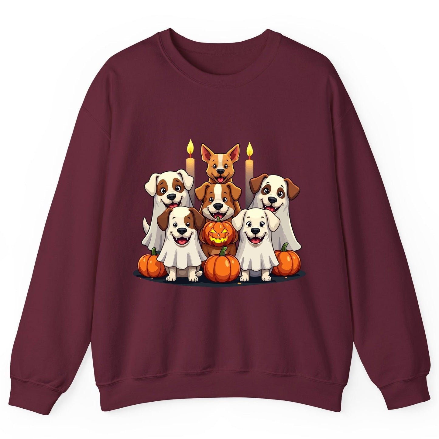 Cute Ghost Dogs Halloween Halloween dogs Sweatshirt Maroon product mockup