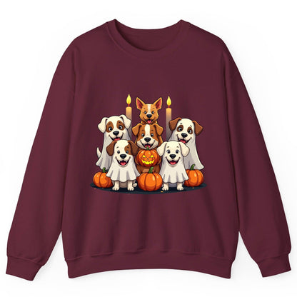 Cute Ghost Dogs Halloween Halloween dogs Sweatshirt Maroon product mockup