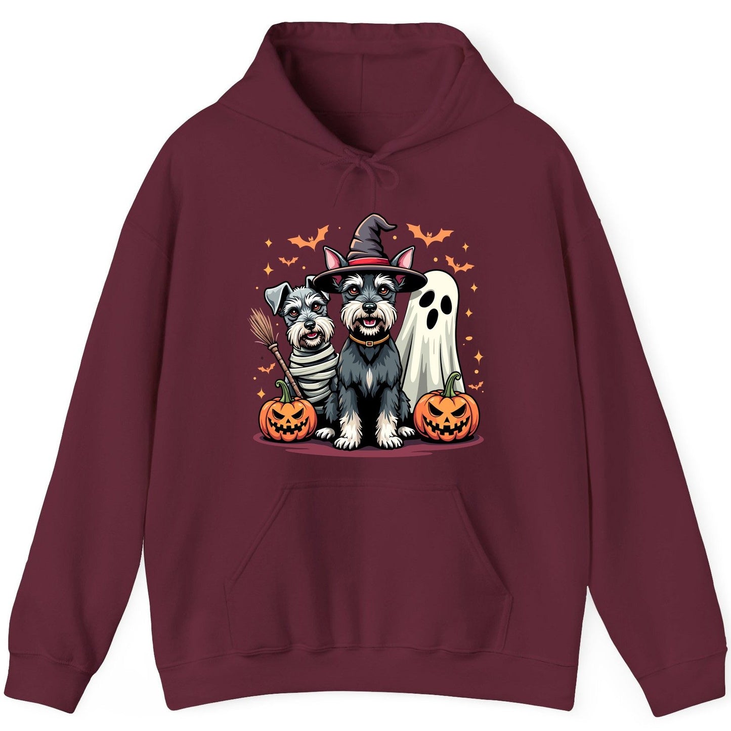 Halloween Schnauzer Dogs schnauzer dogs Hoodie Maroon product mockup