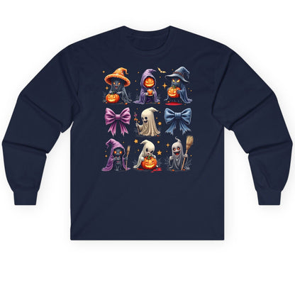 Spooky Cute Halloween Characters Halloween characters Long Sleeve Tee Navy product mockup