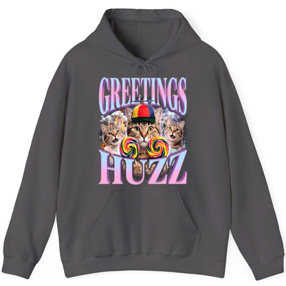 Greetings Huzz Funny Cats Hoodie - product mockup - Charcoal